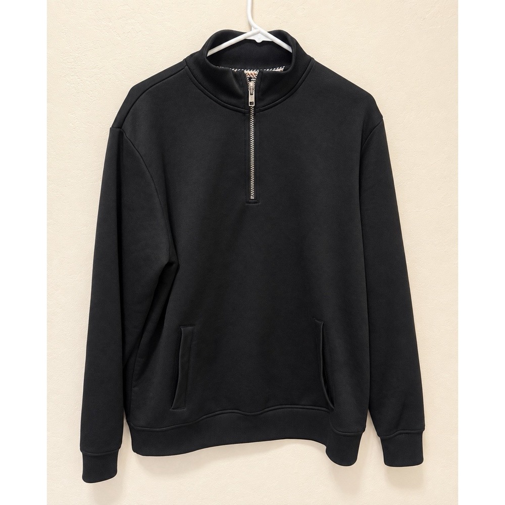 Weatherproof Vintage Men's Large Black 1/4 Zip Pullover Sweatshirt Pockets